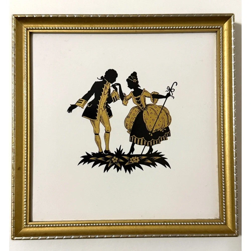 Vintage Stroud UK R J D Fine Art China Plaque Silhouette Wall Decor Rococco